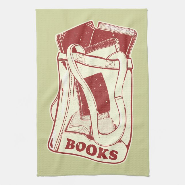 Bag of books I love to read Kitchen Towel (Vertical)