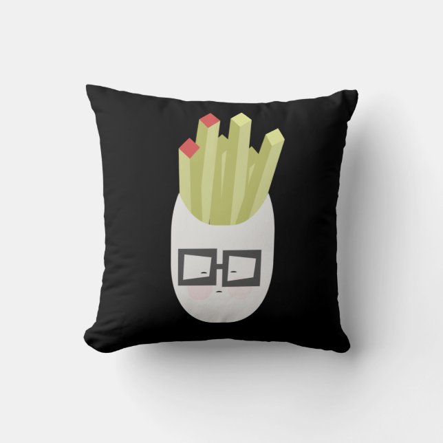 Bag of Fries Cute Cartoon   Throw Pillow (Front)