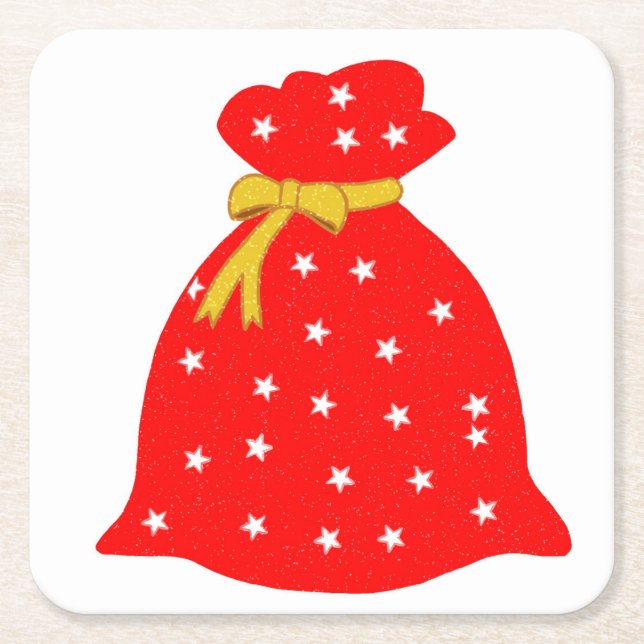Bag of Wishes Square Paper Coaster (Front)
