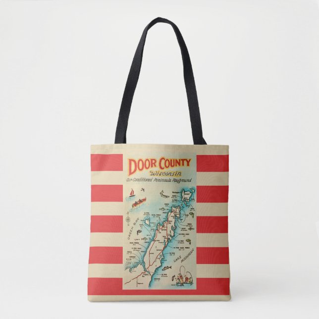 Bag Old Door County Map Shoulder Tote (Devant)