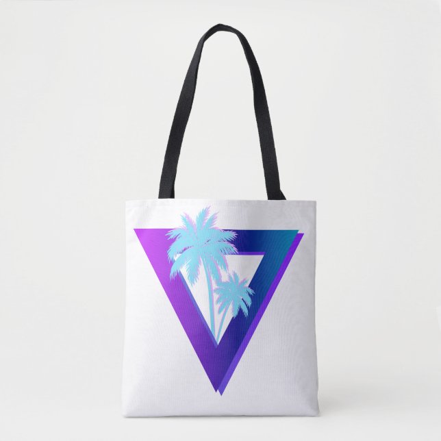 BAG RETROWAVE SYNTHWAVE PALMIERS TRIANGLE TOTE (Devant)