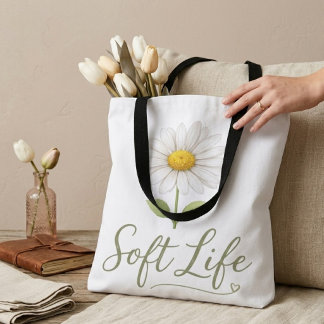 Bag Soft Life Aesthetic Daisy Watercolor Floral Tote B