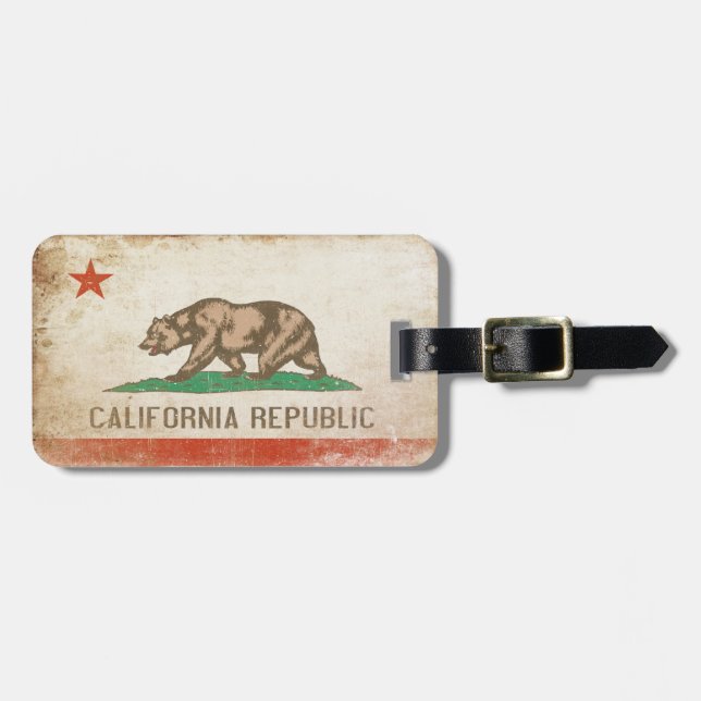 Bag Tag with Distressed California Republic Flag (Front Horizontal)