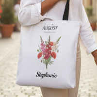 Tote Floral Mois de Naissance Pavot Glaïeul d'Août