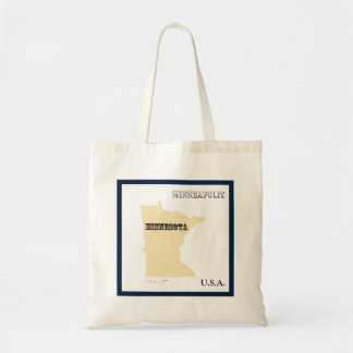 Bag Tote  - Minnesota State Map with City