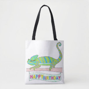 Bag Tote multi-usage - Caméléon d'anniversaire (blanc)