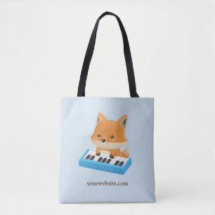 Bag Tote Renard Mignon Jouant Sur Clavier De Piano