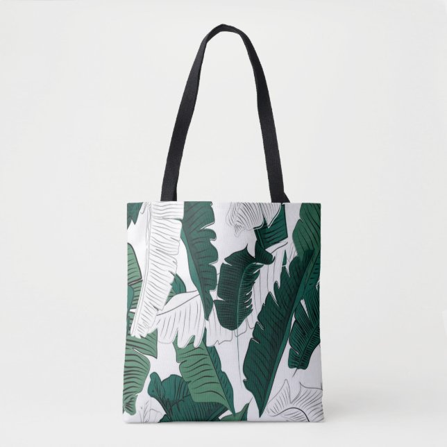 Bag Tropical Banana Leaf Pattern Tote Bag: Dark Green  (Devant)