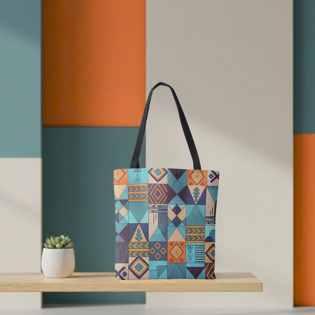 Bag Turquoise & Orange Patchwork Tote (Créateur téléchargé)