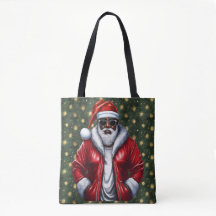 Uniquely Black Santa Large Shoulder Tote