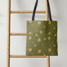 Bag with daisies, shopping bag with charming