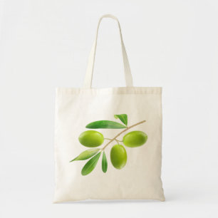 Bag with green olives branch