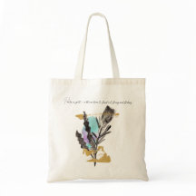 Bag with Protea flower, gold texture and text