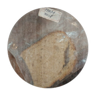 Bag with slice of bread cutting board