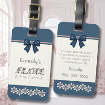 Étiquette de housse de flûte à bec en bleu indigo 