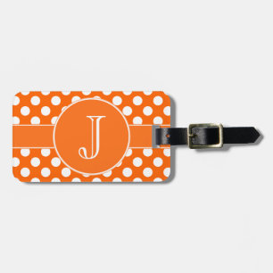 Bagage Étiquette décorée d'un monogramme à pois orange et