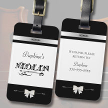 Étiquette d'identification d'étui à violon noir et