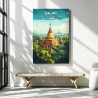 Bagan Myanmar Travel Poster Canvas Wall Art