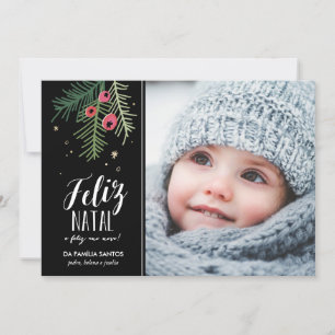 Bagas Vermelhas Feliz Natal Holiday Card