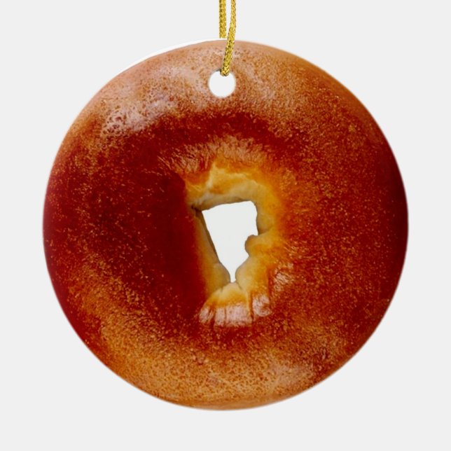 Bagel Ceramic Ornament (Front)