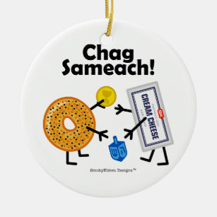 Bagel & Cream Cheese - Chag Sameach! Ceramic Ornament