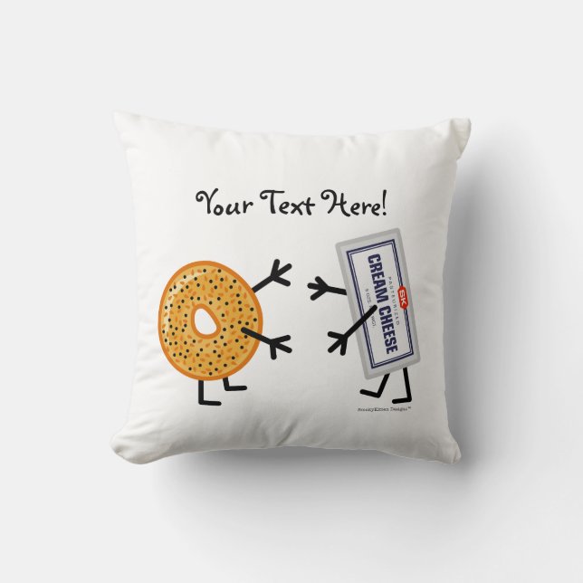 Bagel & Cream Cheese - Customizable Throw Pillow (Front)