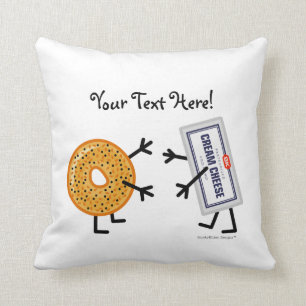 Bagel & Cream Cheese - Customizable Throw Pillow