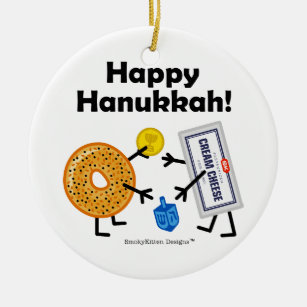 Bagel & Cream Cheese - Happy Hanukkah! Ceramic Ornament