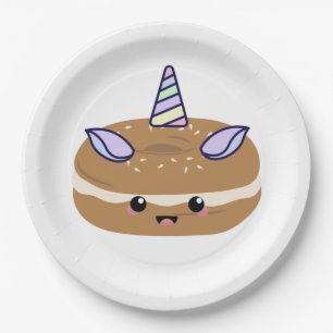 Bagel Unicorn Bagel Buddies Paper Plate