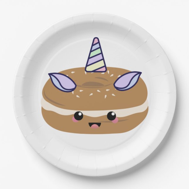 Bagel Unicorn Bagel Buddies Paper Plate (Front)