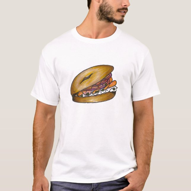Bagel w/ Cream Cheese and Lox Bagels Breakfast Tee (Front)