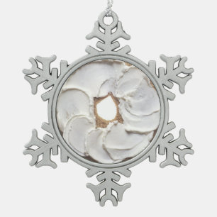 Bagel with Cream Cheese Snowflake Pewter Christmas Ornament