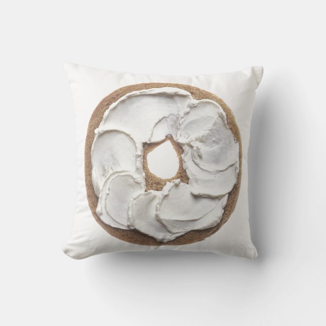 Bagel with Cream Cheese Throw Pillow (Front)