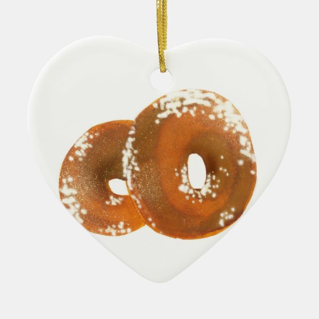 Bagel Yummy Food Ceramic Ornament (Front)