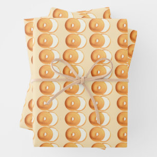 Bagels and cream wrapping paper sheet