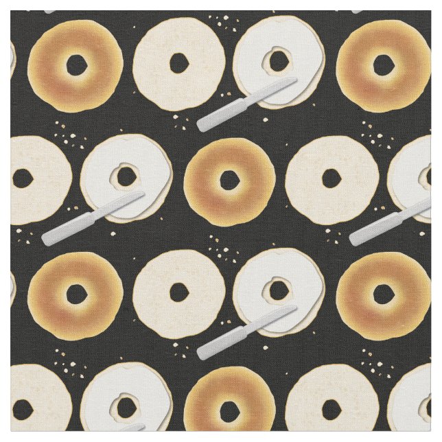 Bagels Cute Breakfast Food Kids Fabric (Close Up)