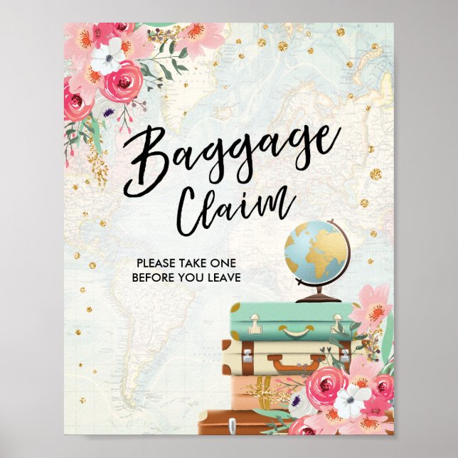 Baggage Claim Sign Travel shower Miss to Mrs Favou (Front)