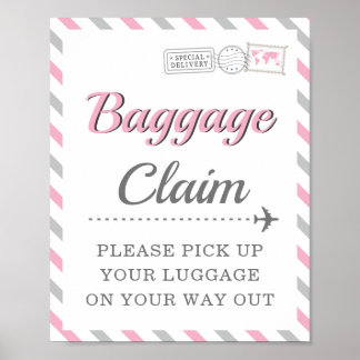 Baggage Claim Travel Airplane Party Favour Table Poster