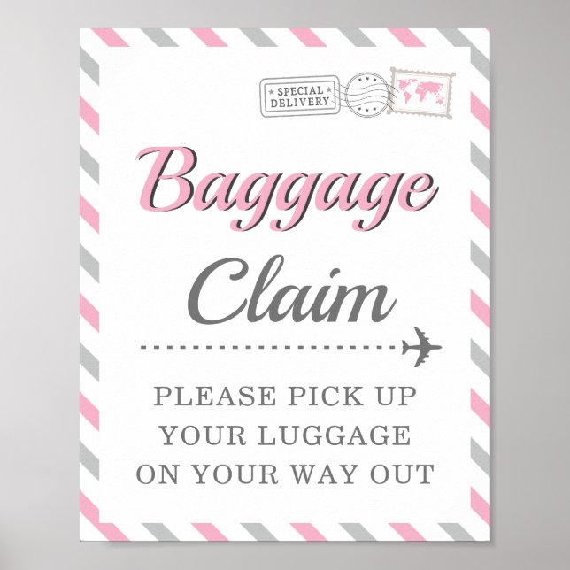 Baggage Claim Travel Airplane Party Favour Table Poster (Front)