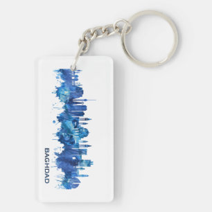 Baghdad Iraq Skyline Blue Keychain