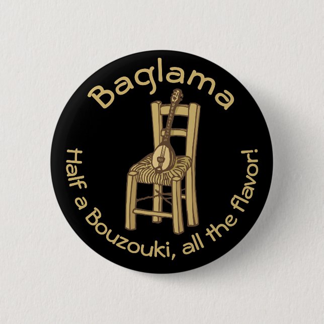 Baglama on Chair Keychain 2 Inch Round Button (Front)