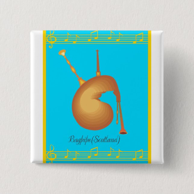 bagpipe 2 inch square button (Front)