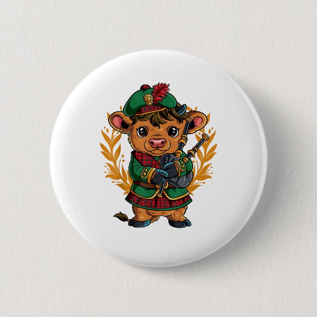 Bagpipe Bagpipes  2 Inch Round Button (Front)