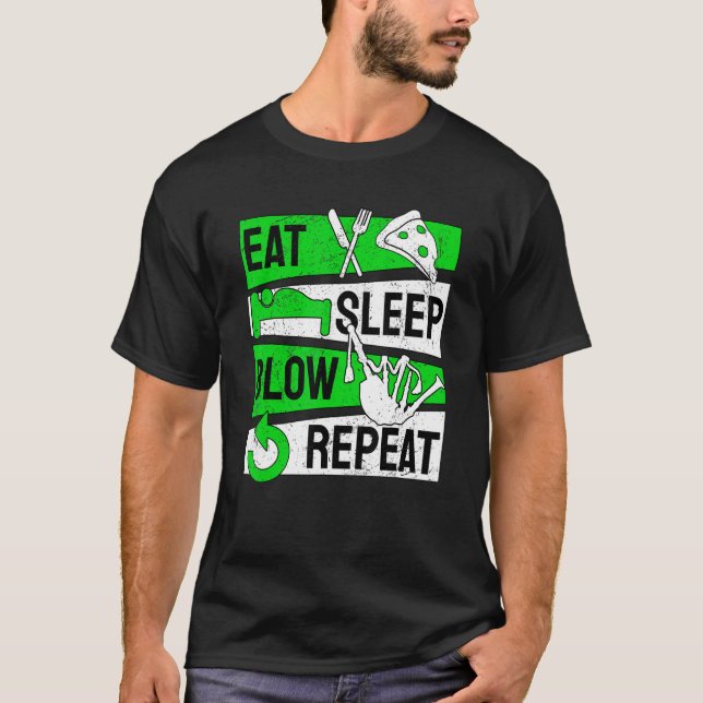 Bagpipe Bagpipes Eat Sleep Blow Repeat T-Shirt (Front)