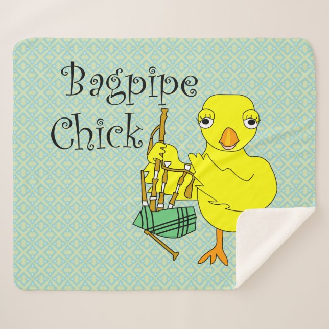 Bagpipe Chick Text Sherpa Blanket (Front (Horizontal))