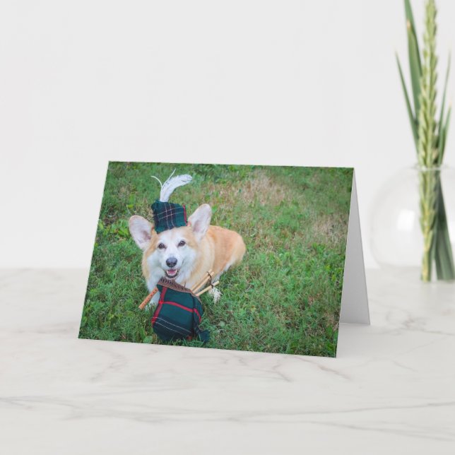 Bagpipe Corgi carte de voeux anniversaire (Devant)