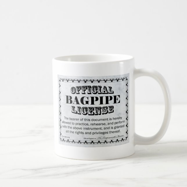 Bagpipe License Coffee Mug (Right)