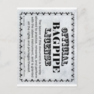 Bagpipe License Postcard