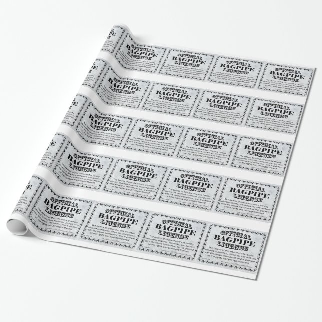 Bagpipe License Wrapping Paper (Unrolled)