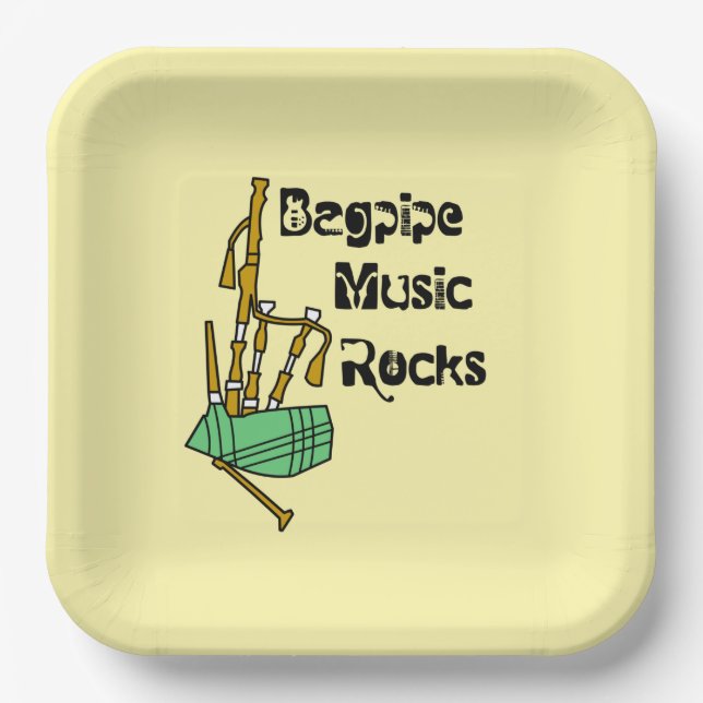 Bagpipe Music Rocks Paper Plate (Front)